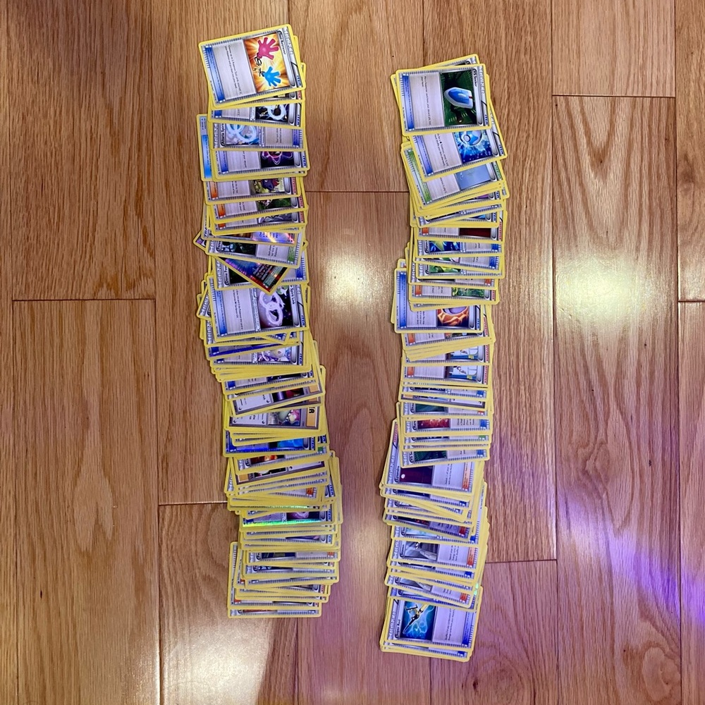 Random stack of 86 trainer cards.